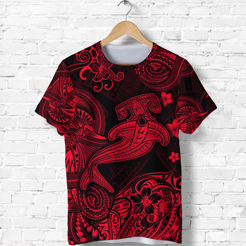 Custom Hawaii Hammer Shark Polynesian T Shirt Unique Style Red LT8 - Polynesian Pride