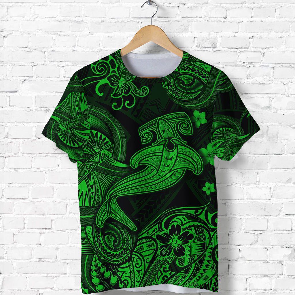 Custom Hawaii Hammer Shark Polynesian T Shirt Unique Style Green LT8 - Polynesian Pride