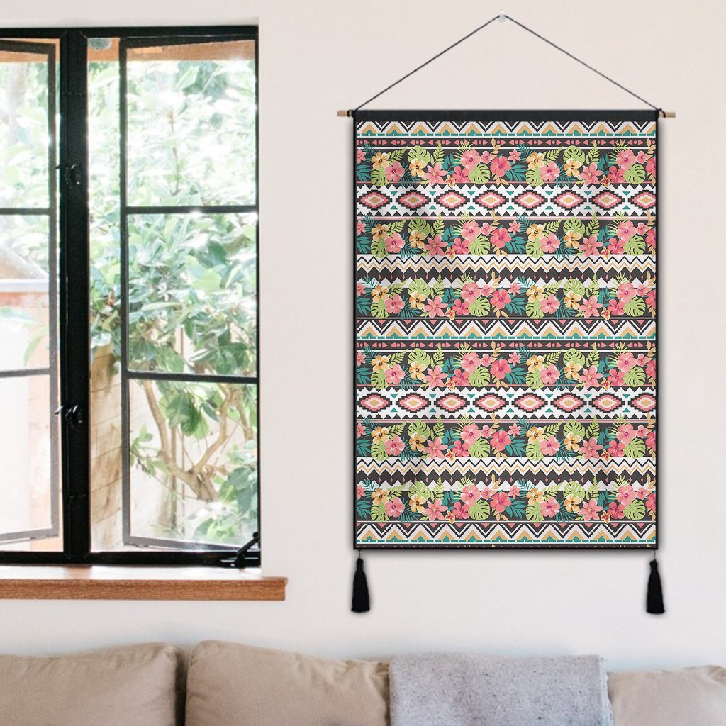 of Animals And Tropical Flowers Hanging Poster - AH Hanging Poster 50 x 75 cm Cotton And Linen - Polynesian Pride