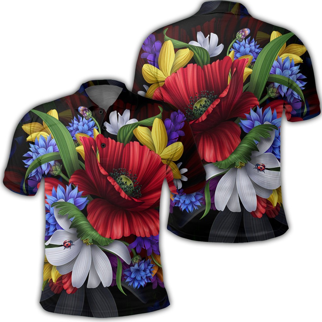 Hawaii Hibiscus Flower Beautiful Polo Shirt Unisex Black - Polynesian Pride