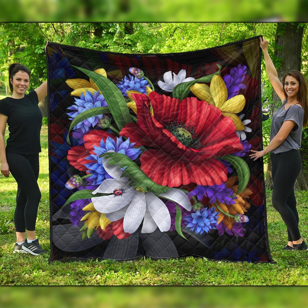 Hawaii Hibiscus Flower Beautiful Premium Quilts - AH Black - Polynesian Pride