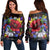 Hawaii Hibiscus Flower Beautiful Women's Off Shoulder Sweater - AH Black - Polynesian Pride