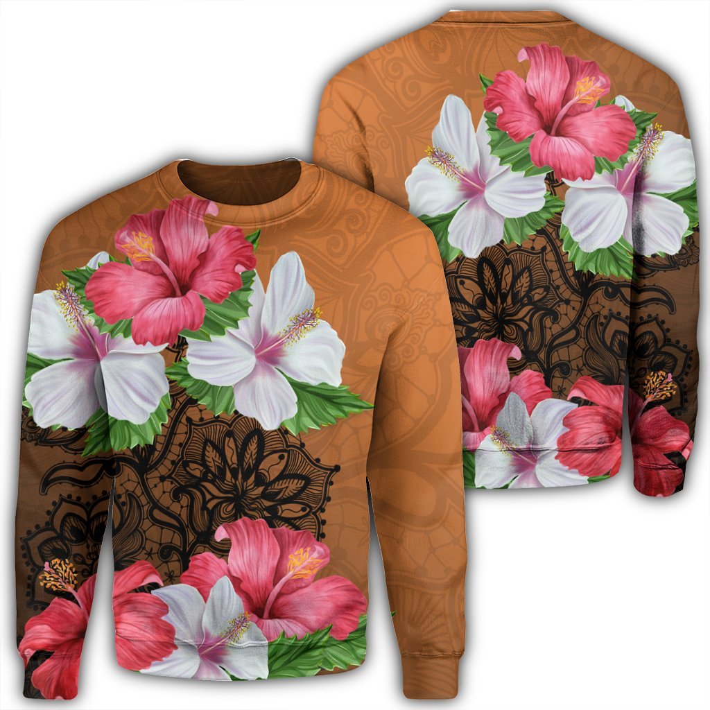 Hawaii Hibiscus Flower Polynesia Sweatshirt - AH Unisex Black - Polynesian Pride