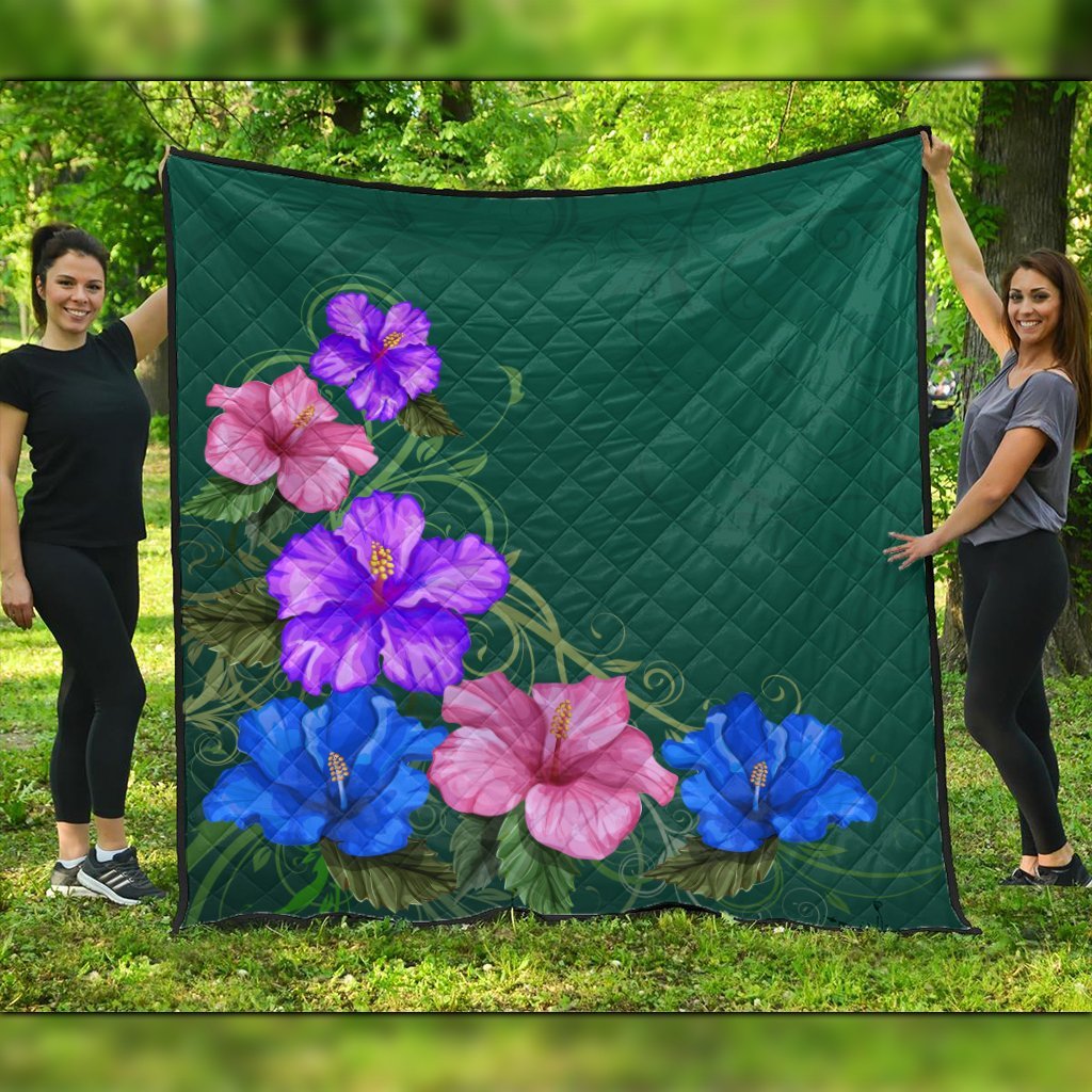 Hawaii Hibiscus Origin Premium Quilts - AH Black - Polynesian Pride