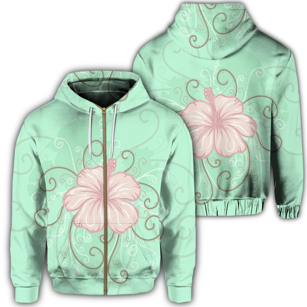 Hawaii Hibiscus Pastel Zip Hoodie Unisex Art - Polynesian Pride