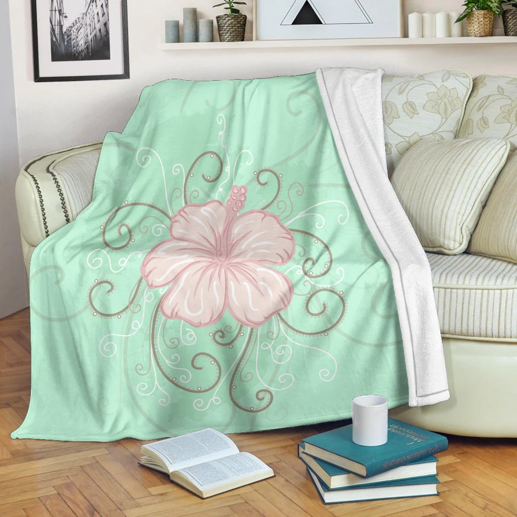 Hawaii Hibiscus Pastel Premium Blankets - AH White - Polynesian Pride