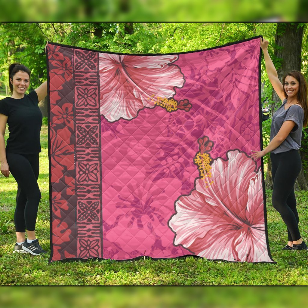 Hawaii Hibiscus Pattern Premium Quilts - AH Black - Polynesian Pride