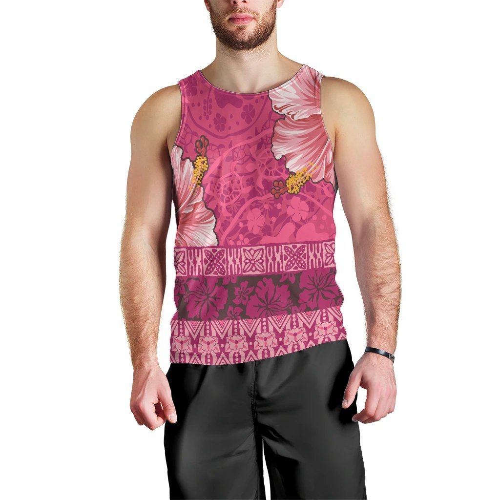 Hawaii Hibiscus Pattern Tank Top - Ver 2 - AH Black - Polynesian Pride