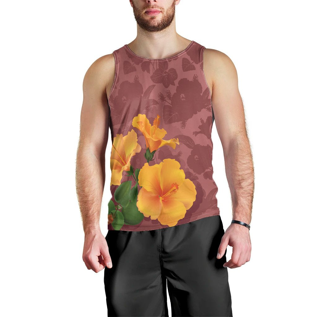 Hawaii Hibiscus Pink Tank Top - AH Black - Polynesian Pride