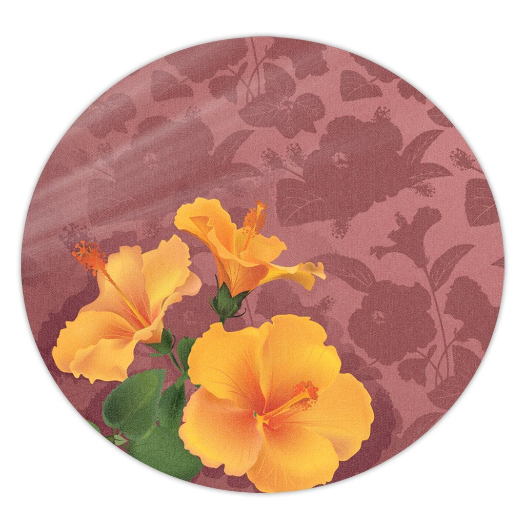 Hawaii Hibiscus Pink Round Carpet - AH Round Carpet Luxurious Plush - Polynesian Pride