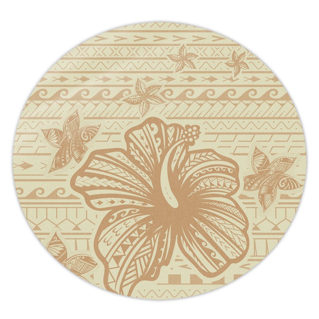 Hawaii Hibiscus Plumeria Kanaka Polynesian Vintage Round Carpet - AH Round Carpet Luxurious Plush - Polynesian Pride