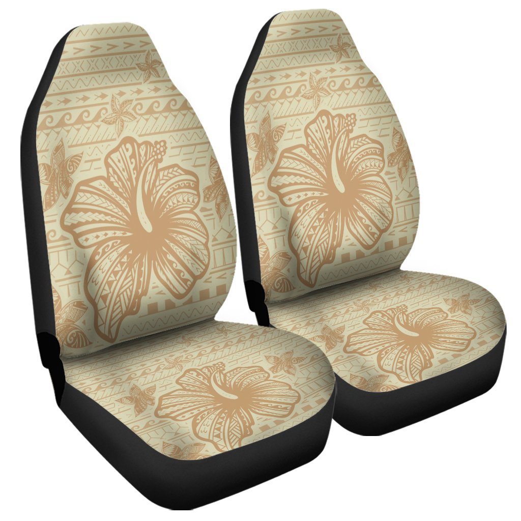 Hawaii Hibiscus Plumeria Kanaka Polynesian Vintage Car Seat Covers - AH Universal Fit Black - Polynesian Pride