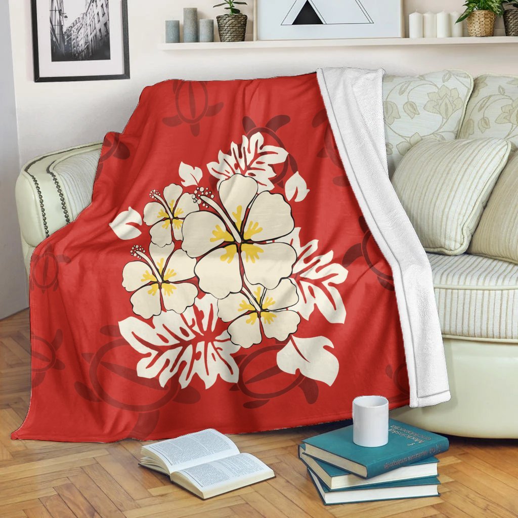 Hawaii Hibiscus Polynesian Premium Blankets - AH White - Polynesian Pride