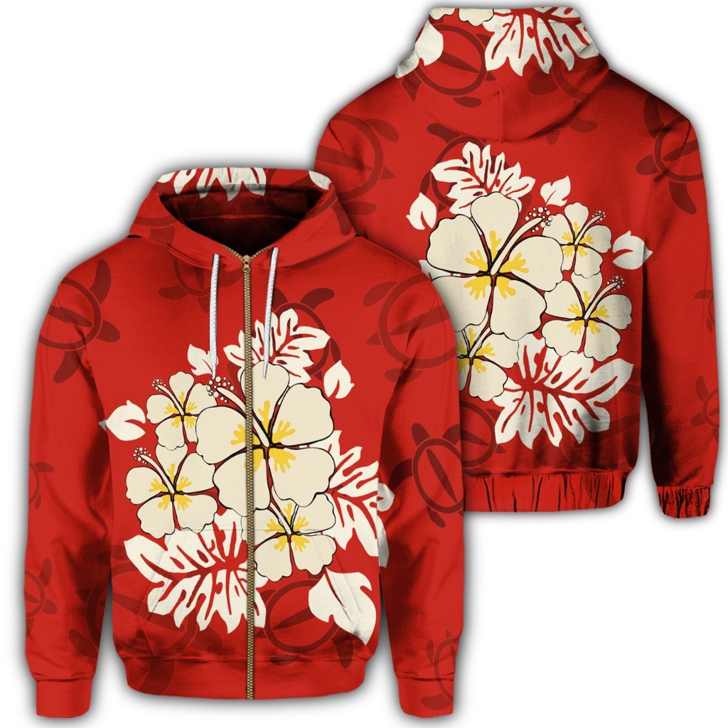 Hawaii Hibiscus Polynesian Zip Hoodie Unisex Art - Polynesian Pride