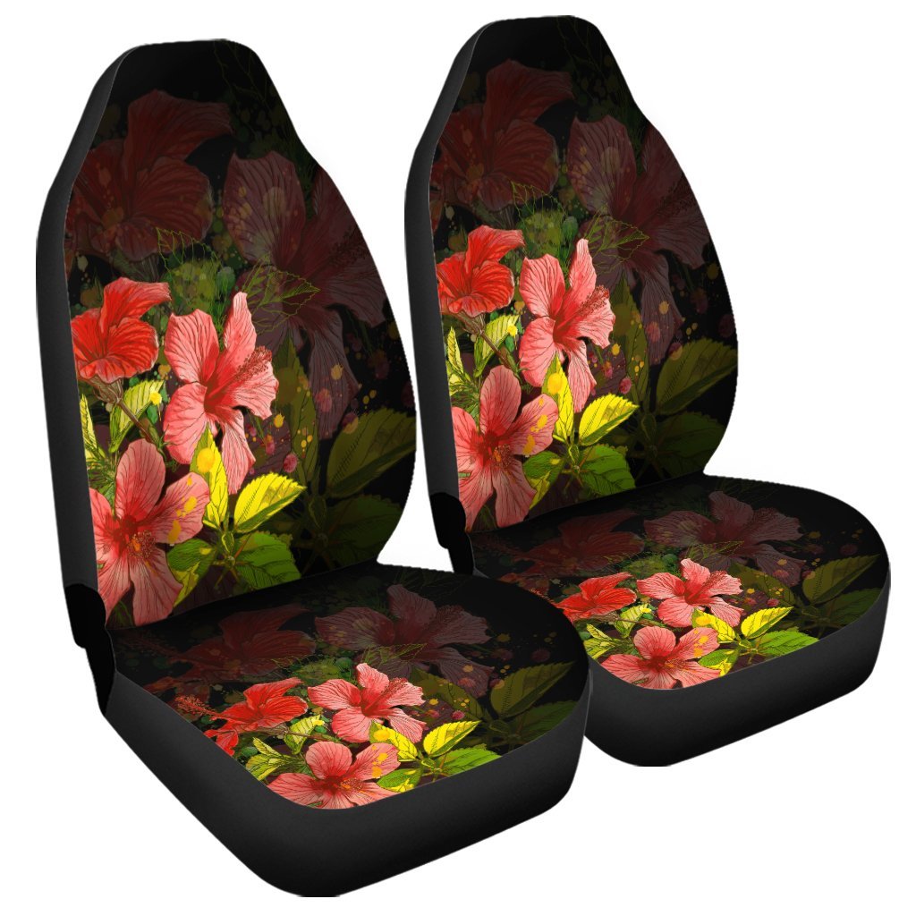 Hawaii Hibiscus Tree Car Seat Covers - AH Universal Fit Black - Polynesian Pride