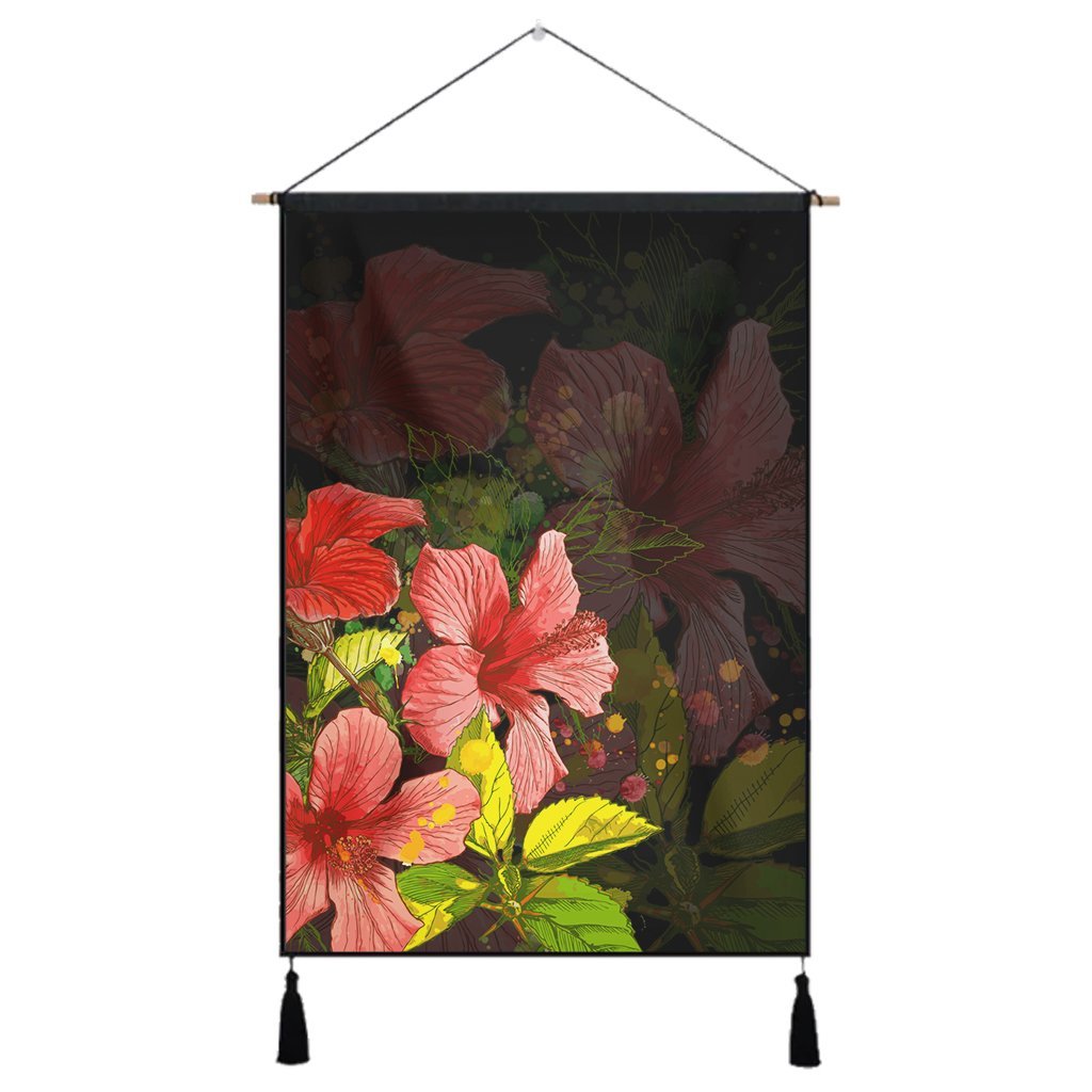 Hawaii Hibiscus Tree Hanging Poster - AH Hanging Poster Cotton And Linen - Polynesian Pride