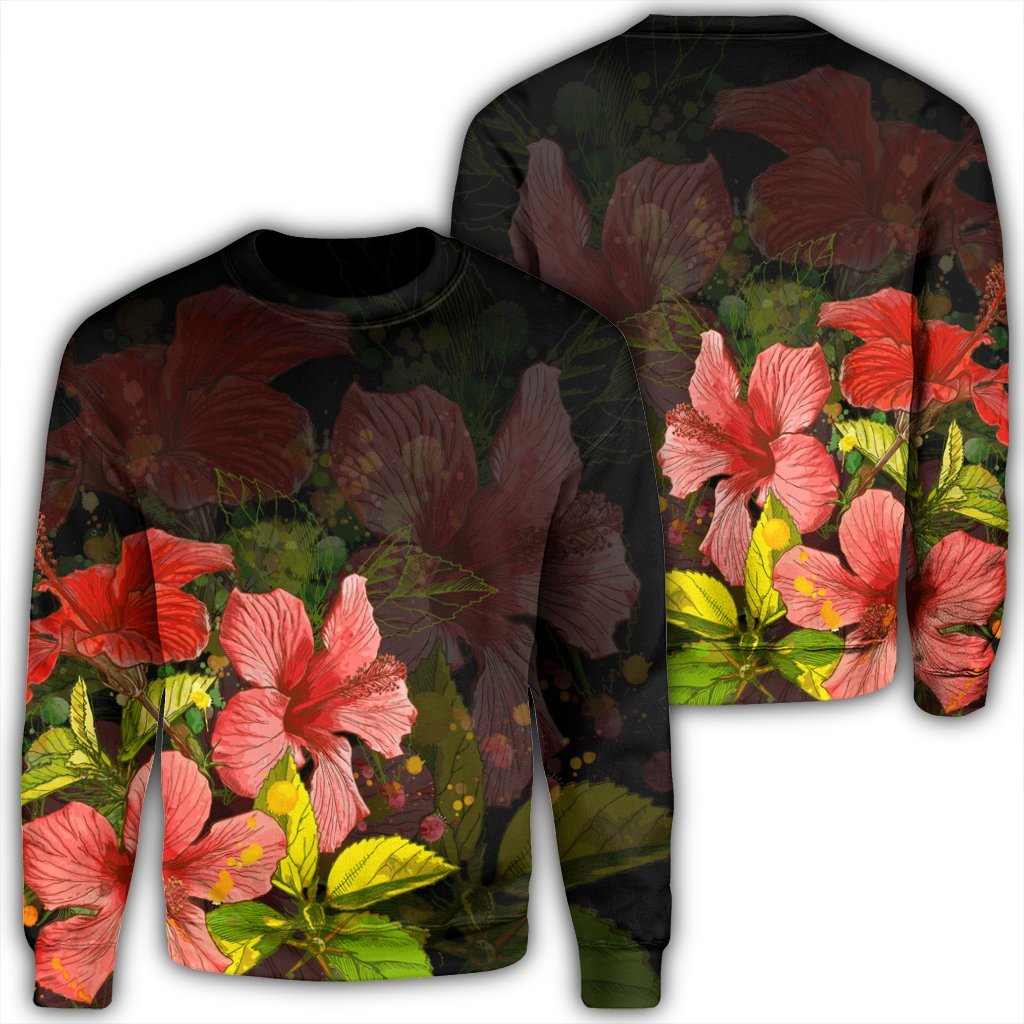 Hawaii Hibiscus Tree Sweatshirt - AH Unisex Black - Polynesian Pride