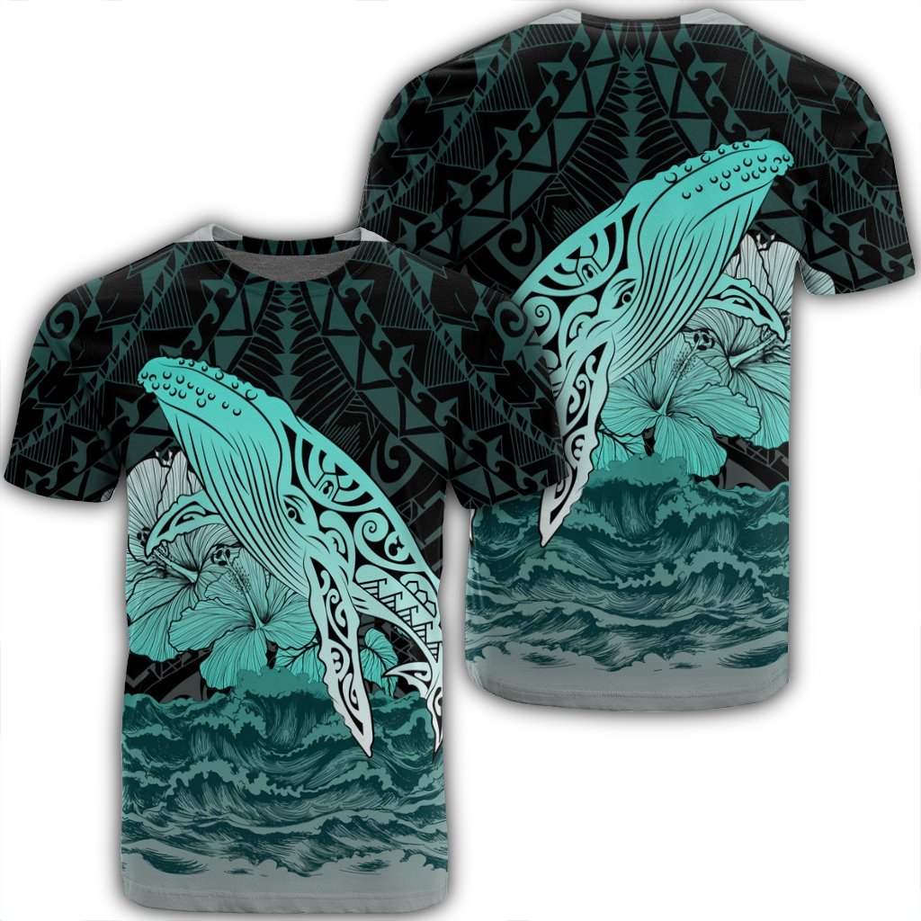 Hawaii Hibiscus Wale Polynesian T Shirt Unisex Black - Polynesian Pride