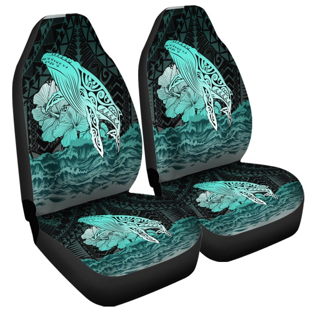 Hawaii Hibiscus Wale Polynesian Car Seat Covers - AH Universal Fit Black - Polynesian Pride