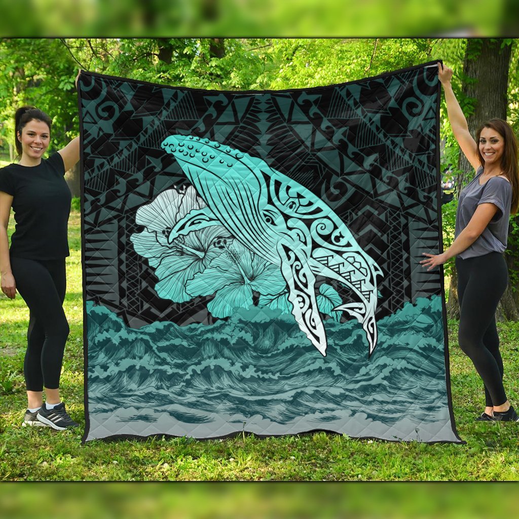 Hawaii Hibiscus Wale Polynesian Premium Quilts - AH Black - Polynesian Pride