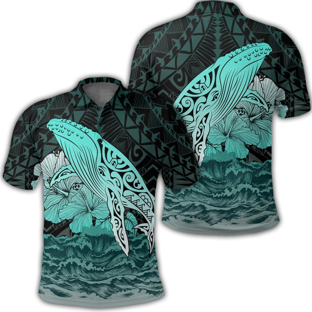 Hawaii Hibiscus Wale Polynesian Polo Shirt Unisex Black - Polynesian Pride