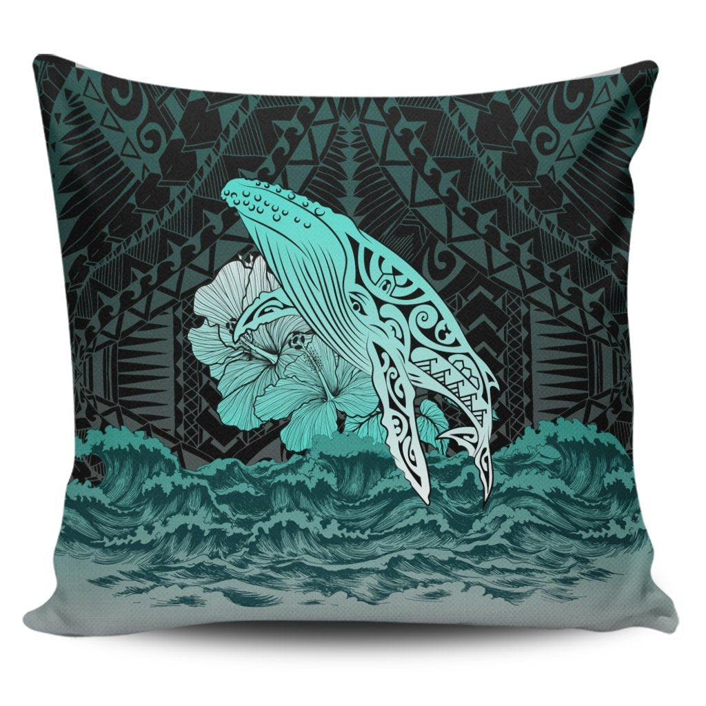 Hawaii Hibiscus Wale Polynesian Pillow Covers - AH Pillow Covers Black - Polynesian Pride