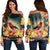 Hawaii Honeycreeper Hibiscus Women's Off Shoulder Sweater - AH Black - Polynesian Pride