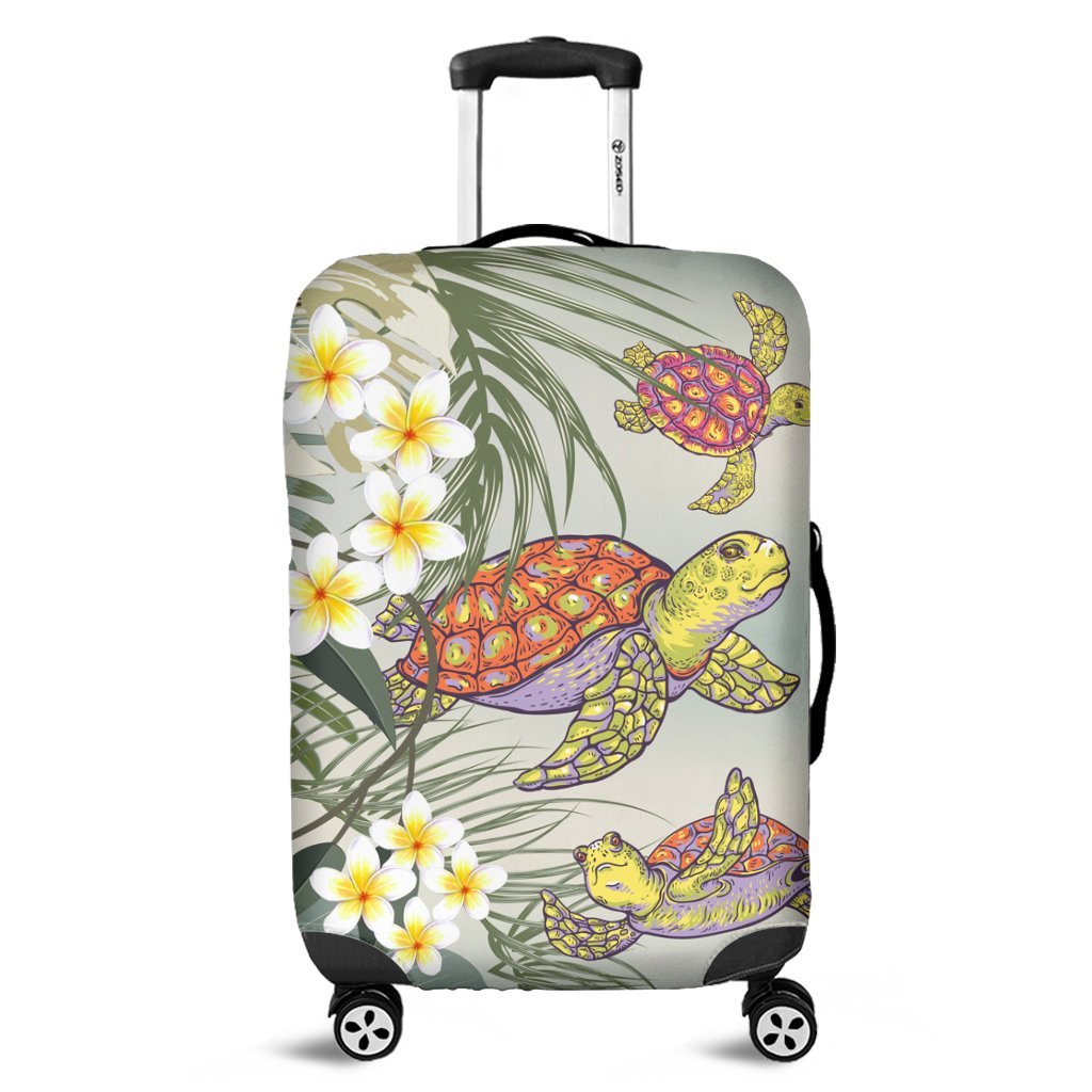 Hawaii Honu Chibi Sea Plumeria Luggage Covers - AH Black - Polynesian Pride