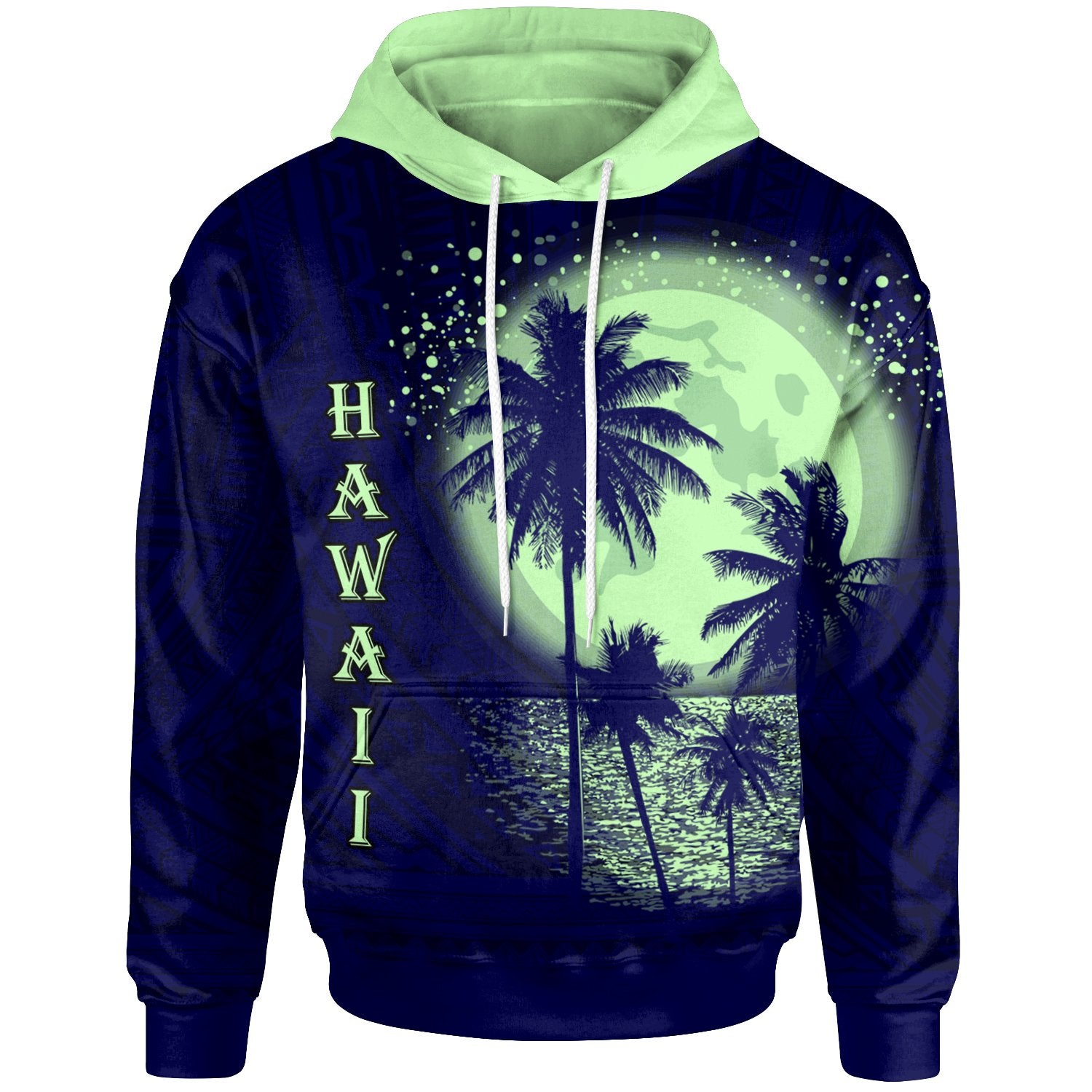 Hawaii Hoodie The Sea At Night Unisex Blue - Polynesian Pride