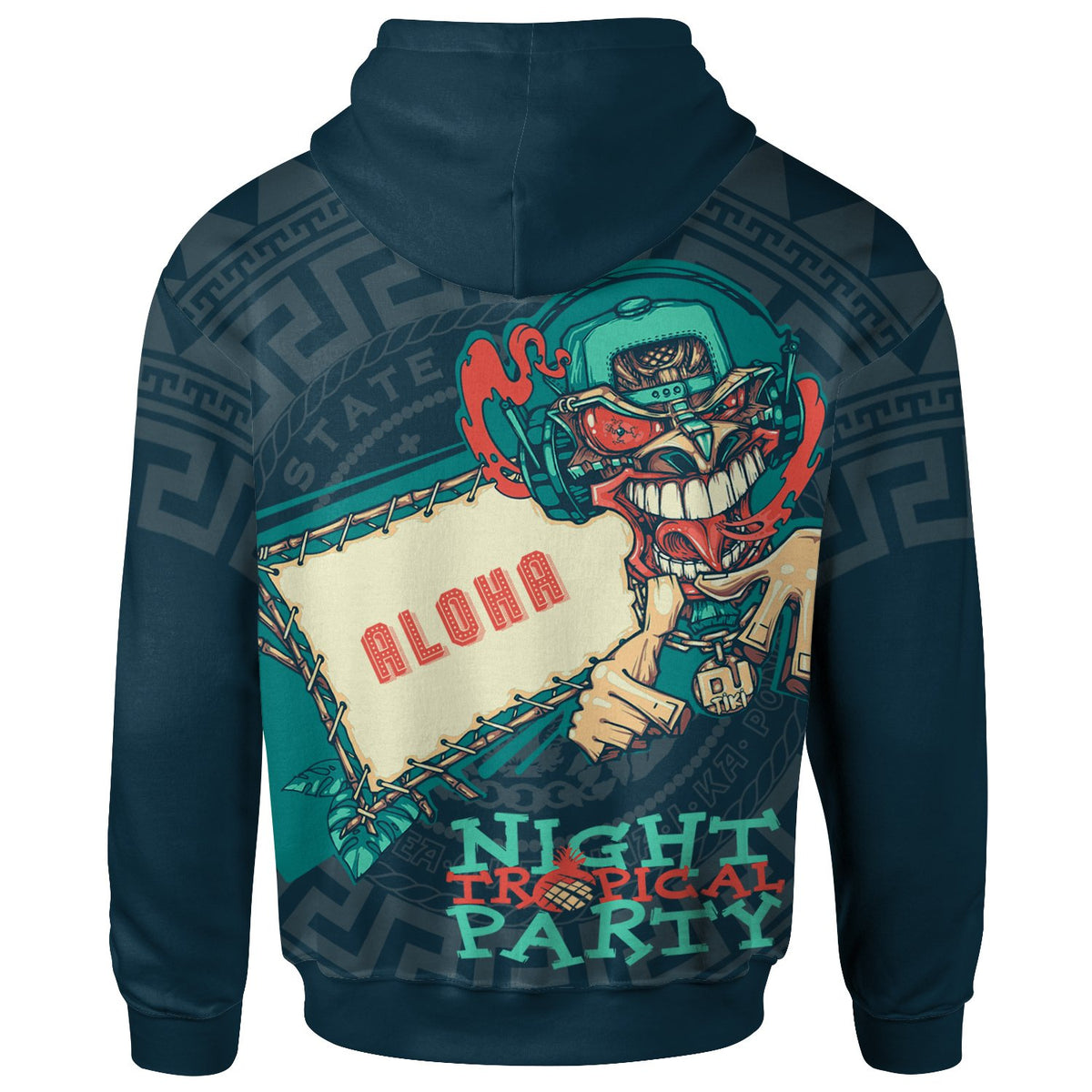Hawaii Zip up Hoodie Tiki DJ Party - Polynesian Pride