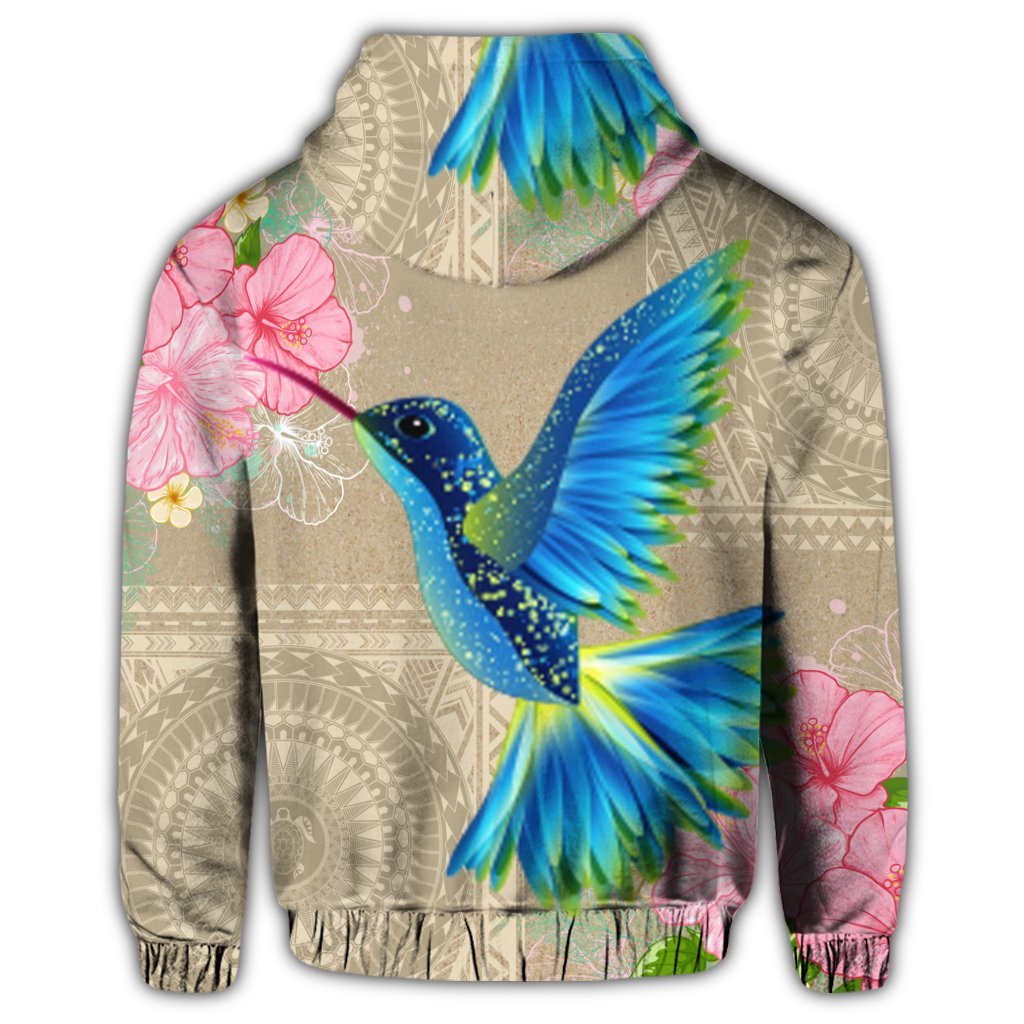 Hawaii Humming Bird Hibiscus Polynesian Zip Hoodie - Polynesian Pride