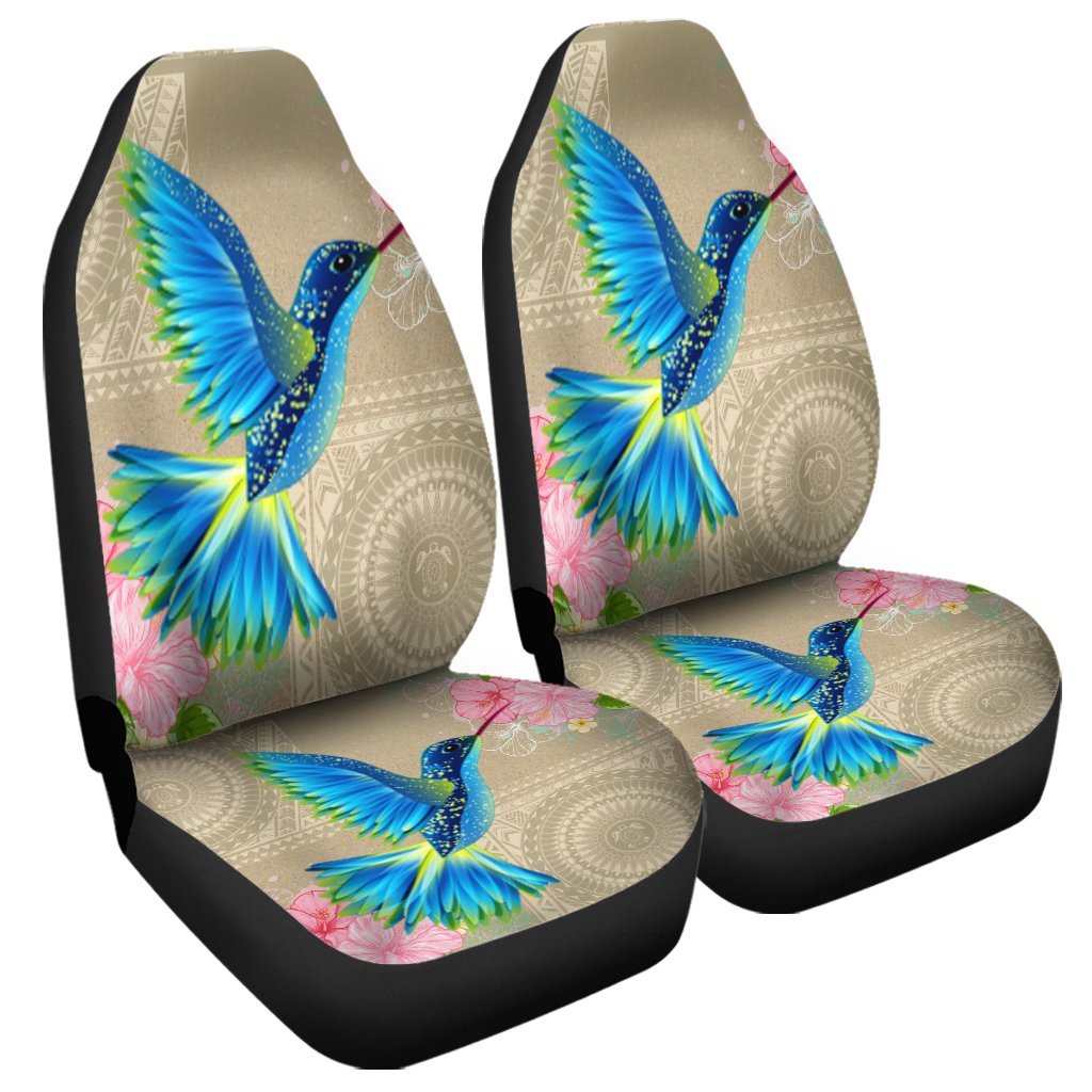 Hawaii Humming Bird Hibiscus Polynesian Car Seat Covers - AH Universal Fit Black - Polynesian Pride