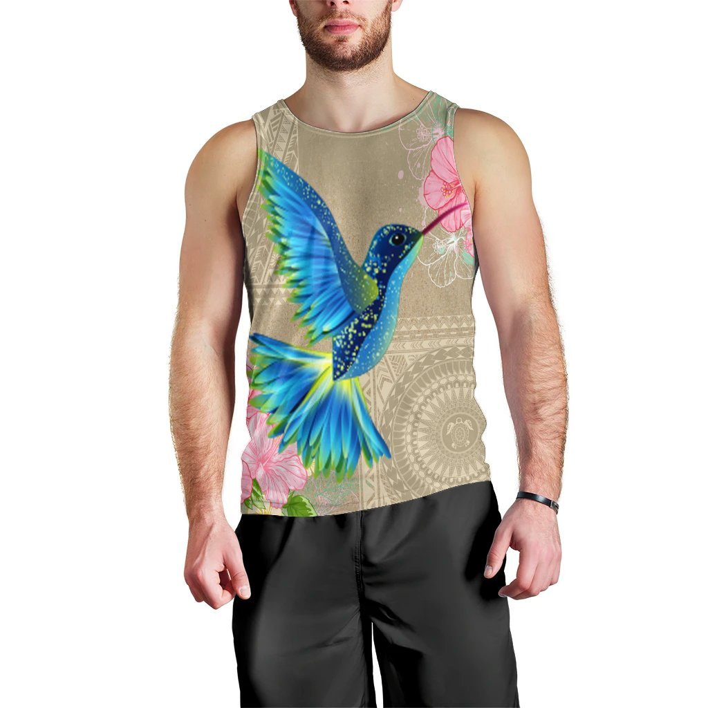 Hawaii Humming Bird Hibiscus Polynesian Tank Top - AH Black - Polynesian Pride