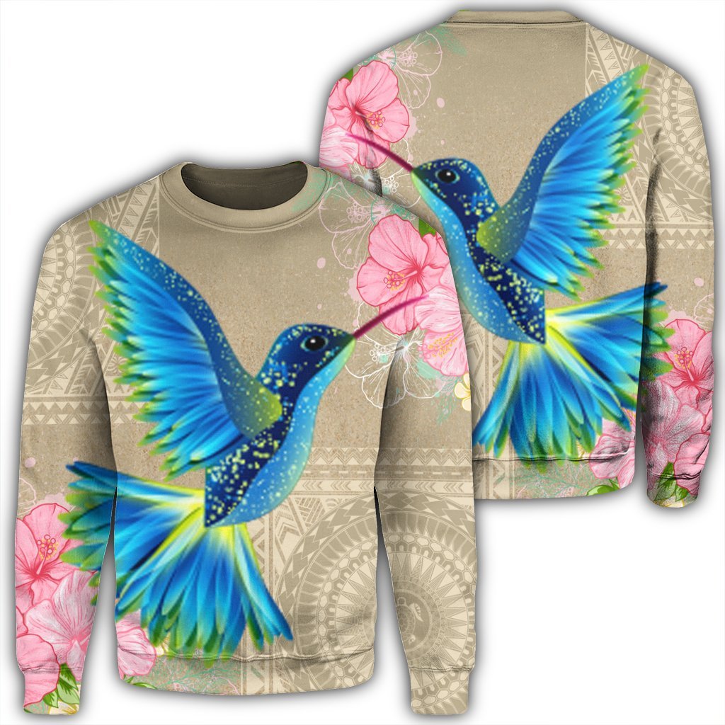 Hawaii Humming Bird Hibiscus Polynesian Sweatshirt - AH Unisex Black - Polynesian Pride