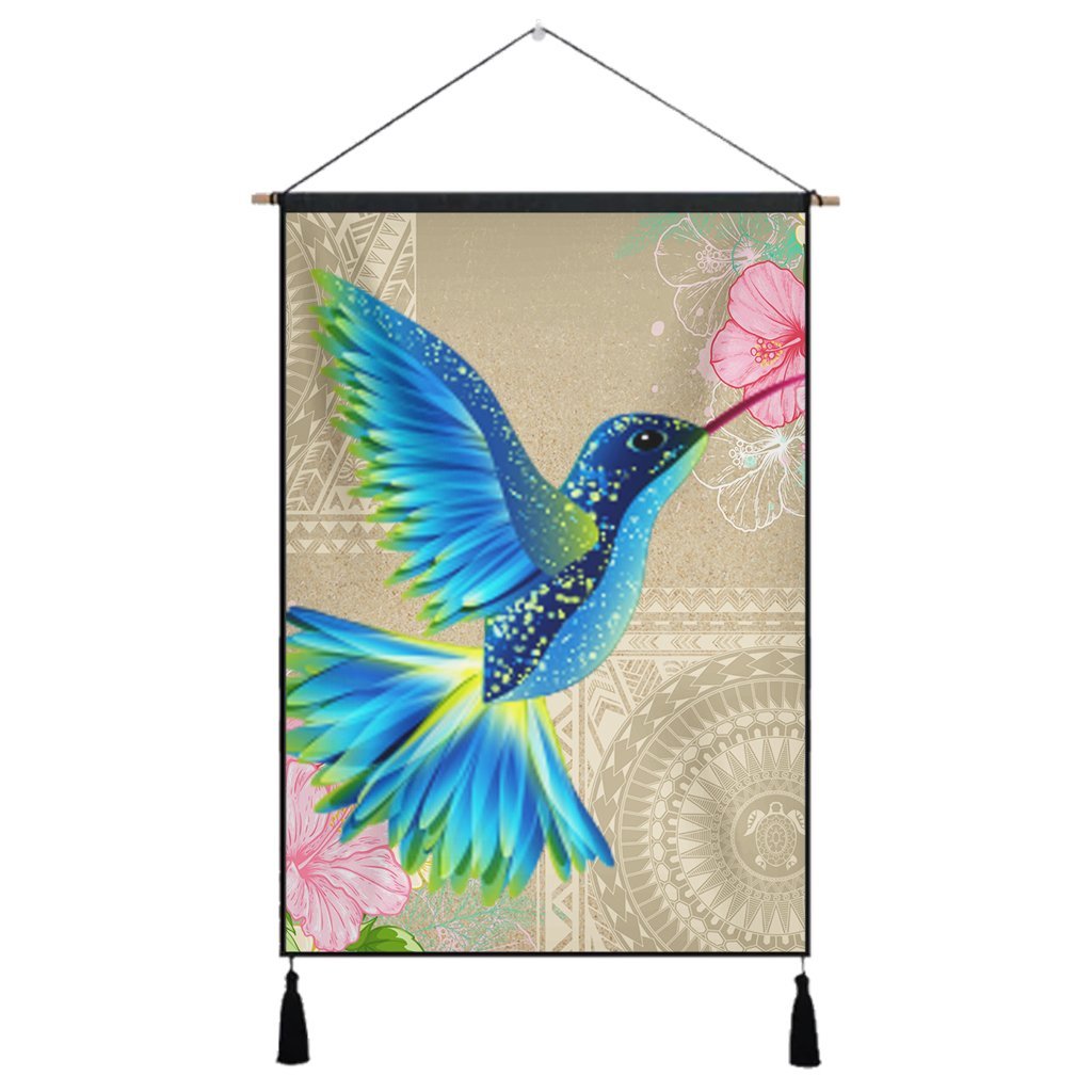 Hawaii Humming Bird Hibiscus Polynesian Hanging Poster - AH Hanging Poster Cotton And Linen - Polynesian Pride