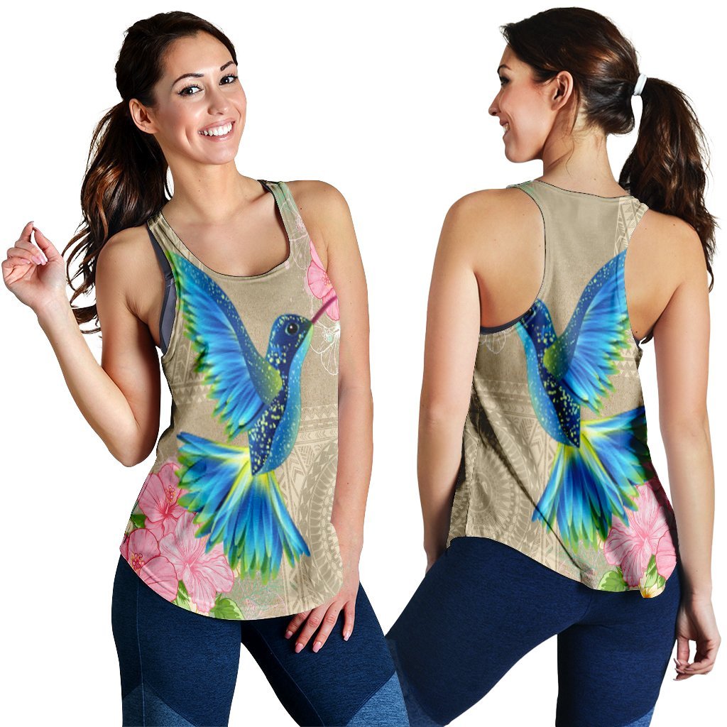 Hawaii Humming Bird Hibiscus Polynesian Racerback Tank - AH Black - Polynesian Pride