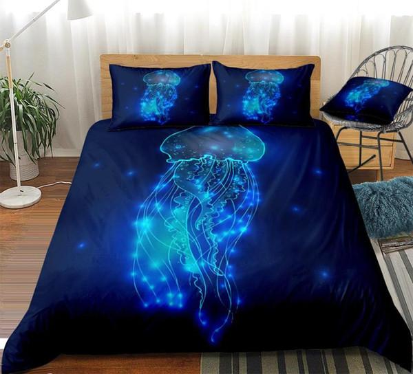 Hawaii Jellyfish Swimming Underwater Bedding Set - AH Indigo - Polynesian Pride