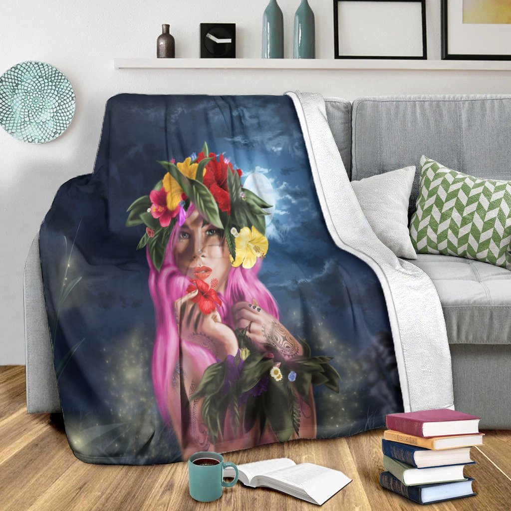 Hawaii Kanaka Colorful Hula Girl Premium Blankets - Dinh Style - Polynesian Pride