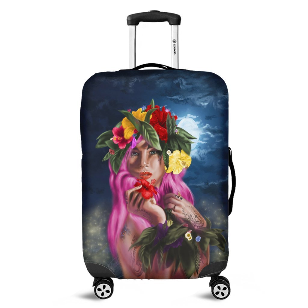 Hawaii Kanaka Colorful Hula Girl Luggage Covers - Dinh Style Black - Polynesian Pride