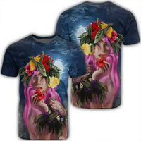 Hawaii Kanaka Colorful Hula Girl T Shirt Dinh Style Unisex Black - Polynesian Pride