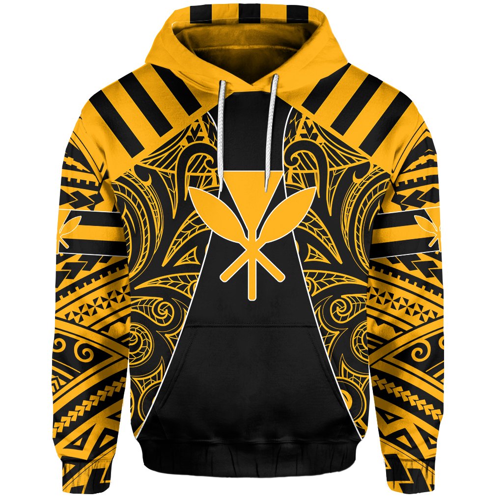 Hawaii Kanaka Football Jersey Polynesian Hoodie Black & Yellow Victor Style - Polynesian Pride