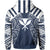 Hawaii Kanaka Football Jersey Polynesian Hoodie Zip Blue and White Victor Style - Polynesian Pride