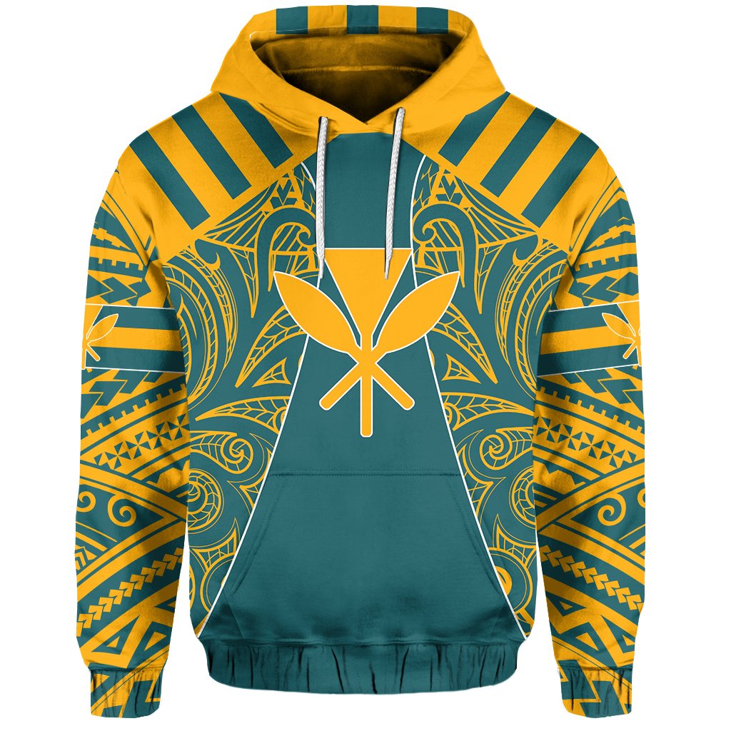 Hawaii Kanaka Football Jersey Polynesian Hoodie Cyan & Yellow Victor Style - Polynesian Pride