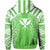 Hawaii Kanaka Football Jersey Polynesian Hoodie Zip Green & White Victor Style - Polynesian Pride