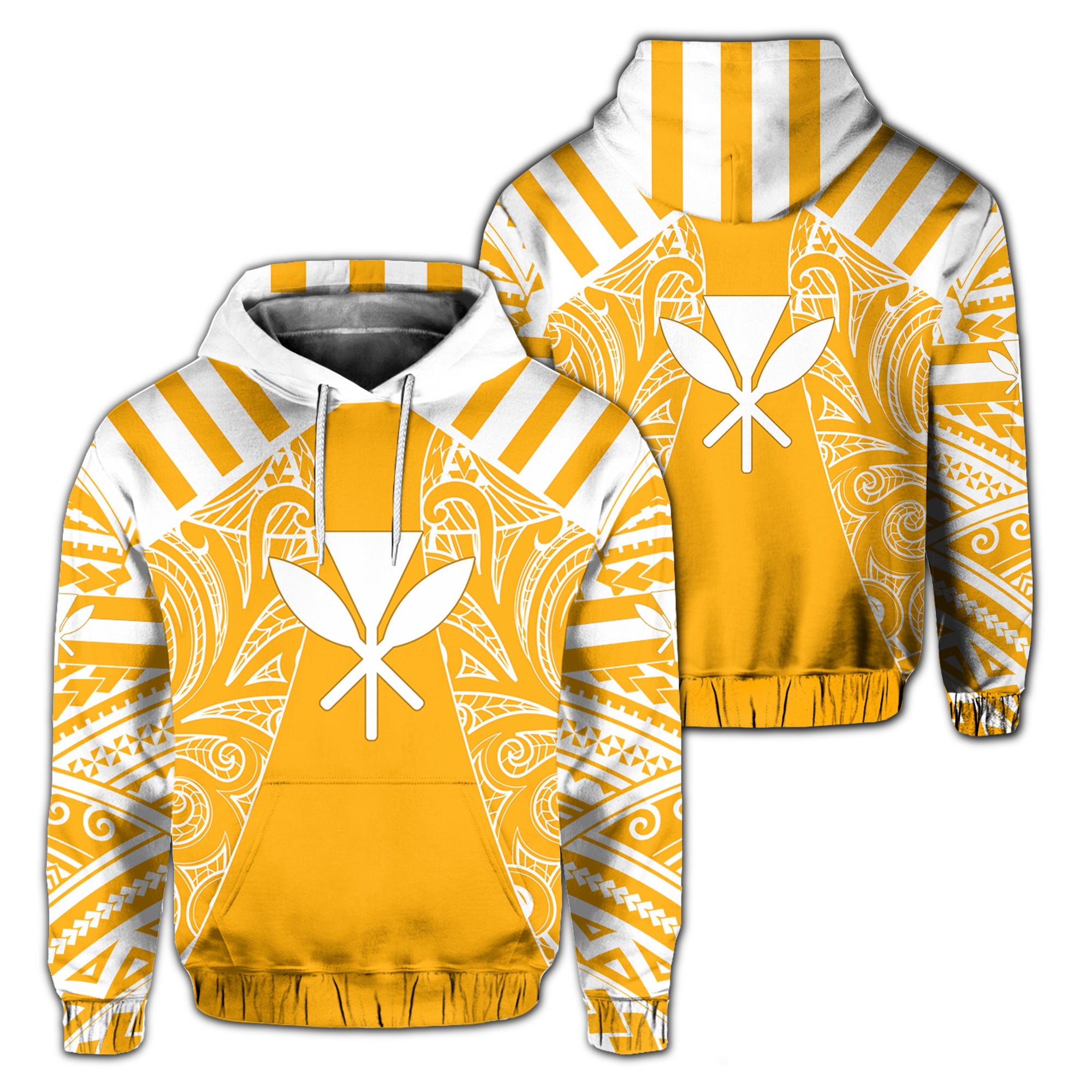 Hawaii Kanaka Football Jersey Polynesian Hoodie Yellow & White Victor Style Unisex Yellow - Polynesian Pride