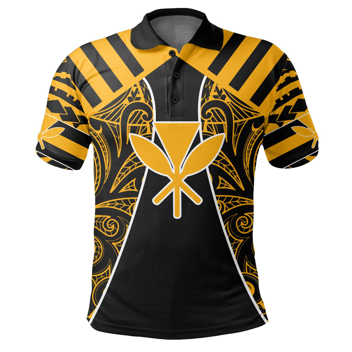 Hawaii Kanaka Football Jersey Polynesian Polo Shirt Black and Yellow Victor Style - Polynesian Pride