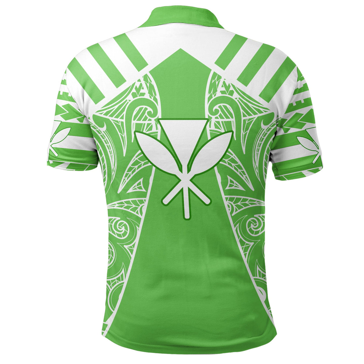 Hawaii Kanaka Football Jersey Polynesian Polo Shirt Green and White Victor Style - Polynesian Pride