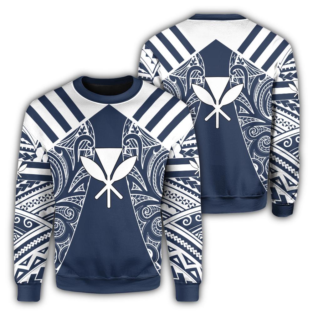 Hawaii Kanaka Football Jersey Polynesian Sweatshirt - Blue - Victor Style - AH Unisex Blue - Polynesian Pride