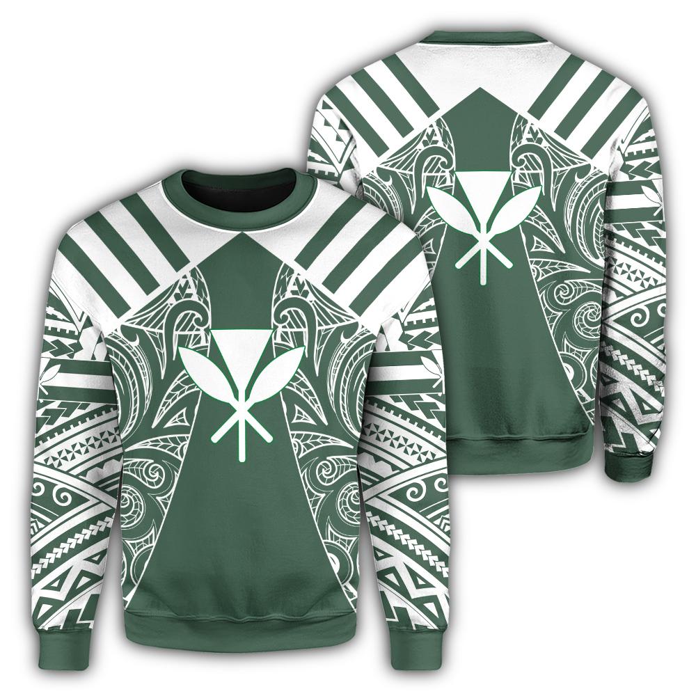 Hawaii Kanaka Football Jersey Polynesian Sweatshirt - Green - Victor Style - AH Unisex Green - Polynesian Pride