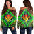 Hawaii Kanaka Kakau Tropical Polynesian Women's Off Shoulder Sweater - AH Black - Polynesian Pride